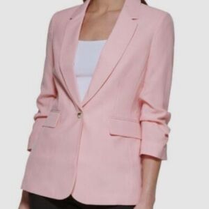 DKNY Ruched 3/4 Sleeve Pink Blazer size 2